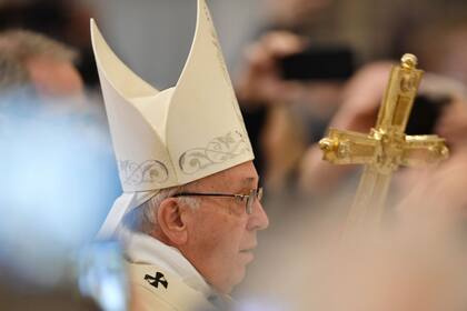 Pope Francis leads a mass at St Mary Major basilica (Santa Maria Maggiore), on January 28, 2018 in Rome. / AFP PHOTO / Andreas SOLARO