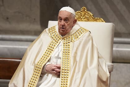 Pope Francis presides over New Year's Eve Vespers and Te Deum celebrations, in St.Peter's Basilica at the Vatican, Tuesday, Dec. 31, 2024. (AP Photo/Andrew Medichini)