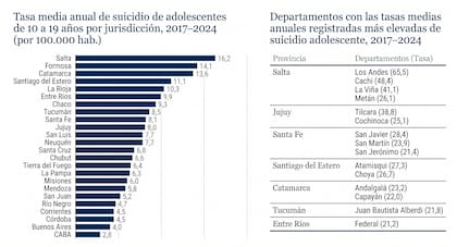 Por jurisdicciones, los datos relevados por Unicef Argentina de fuentes oficiales para los períodos disponibles