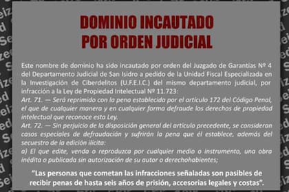 Por primera vez en Argentina incautaron un dominio de internet por orden judicial