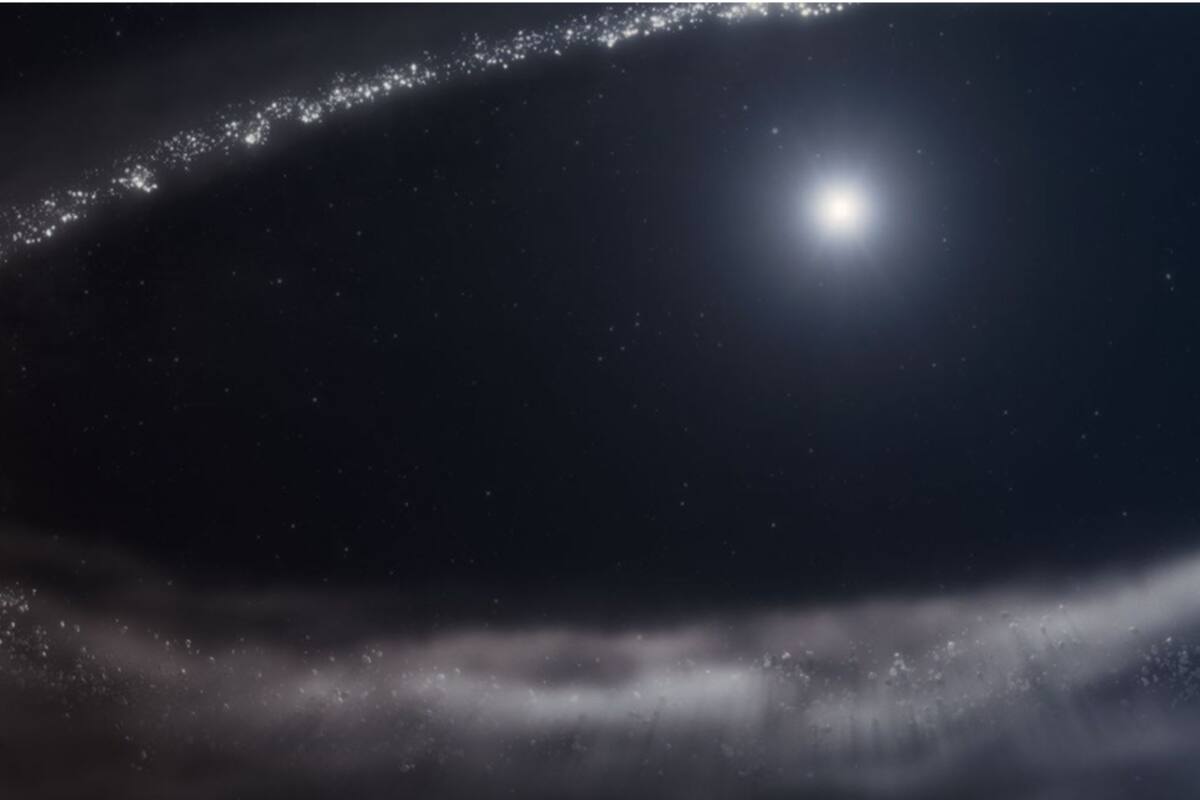 Por primera vez, investigadores confirmaron la presencia de hielo de agua cristalina en un disco de escombros polvorientos que orbita una estrella (Foto: Gentileza NASA)
