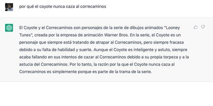 Por qué el coyote no alcanza al correcaminos, según ChatGPT