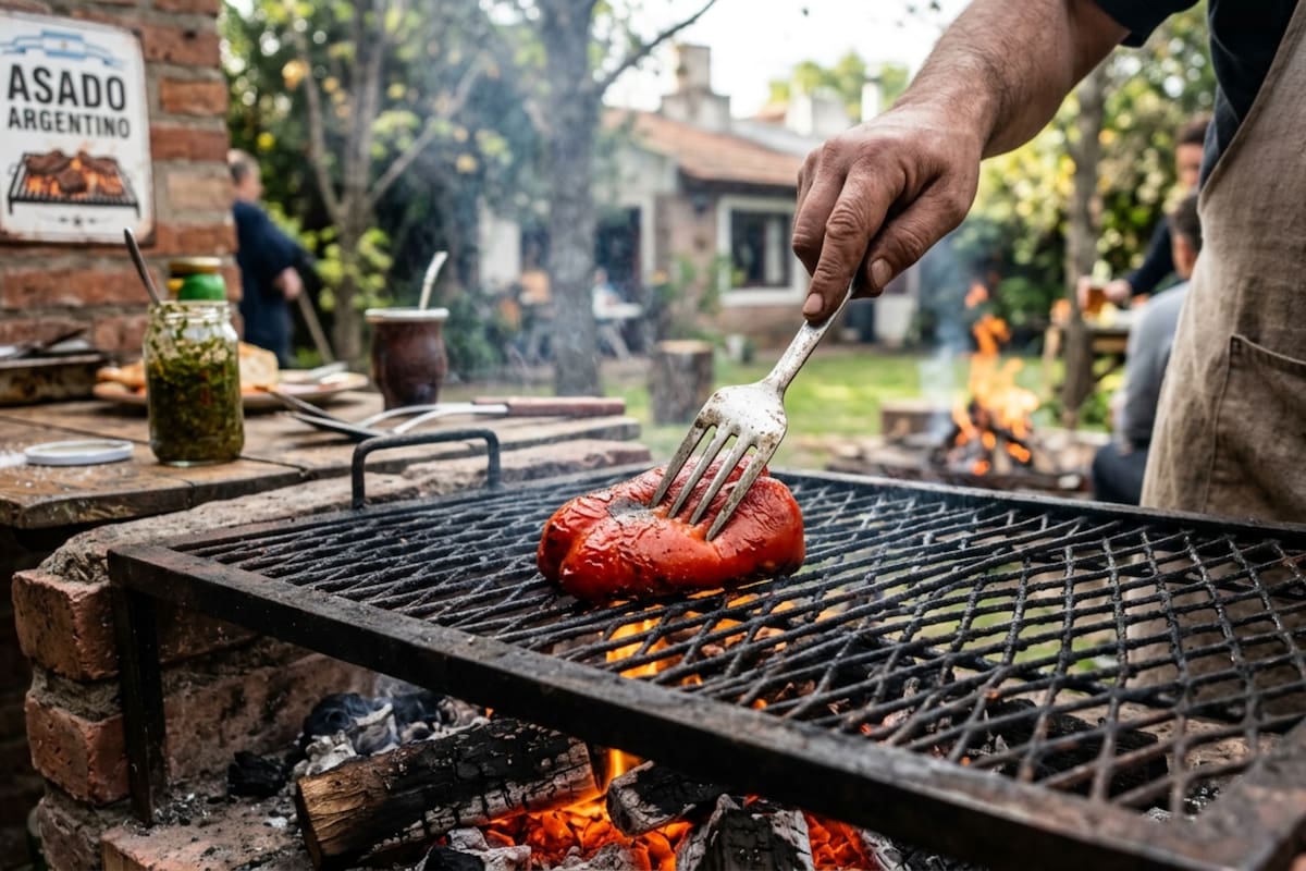 Por qué frotar un morrón rojo sobre una parrilla antes del asado