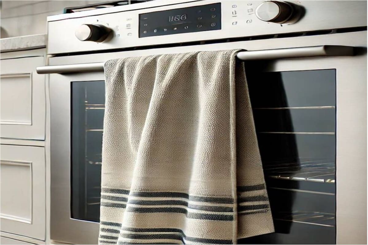 Por qué no se debe colgar el repasador de la puerta del horno