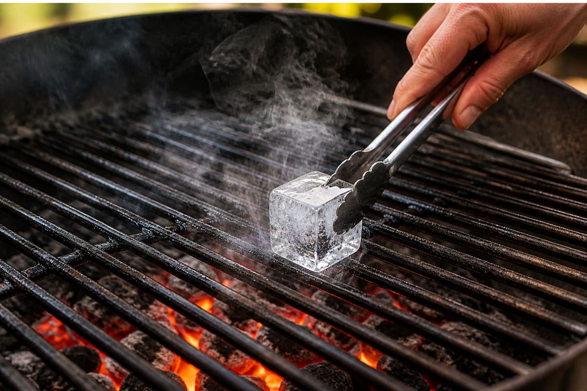 Por qué recomiendan pasar un cubo de hielo por la parrilla antes del asado (Imagen ilustrativa con IA)