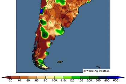 Porcentaje de lluvias caídas en los últimos 30 días respecto del promedio