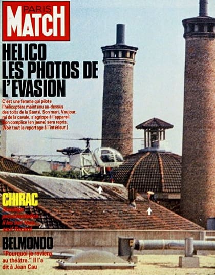 Portada de Paris Match con el Alouette sobre los tejados de La Santé: las fotos exclusivas de la fuga de Michel Vaujour pilotada por Nadine