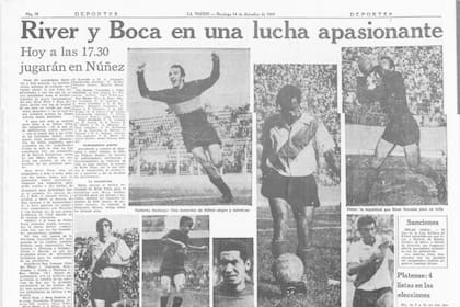 Portada del diario La Nación que anuncia la gran definición del Nacional 1969 entre River y Boca, en el Monumental