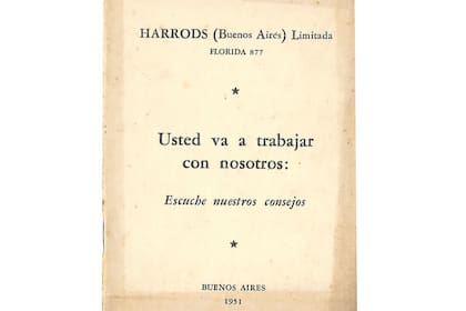 Portada del manual de normas y consejos editado por Harrods para sus nuevos empleados