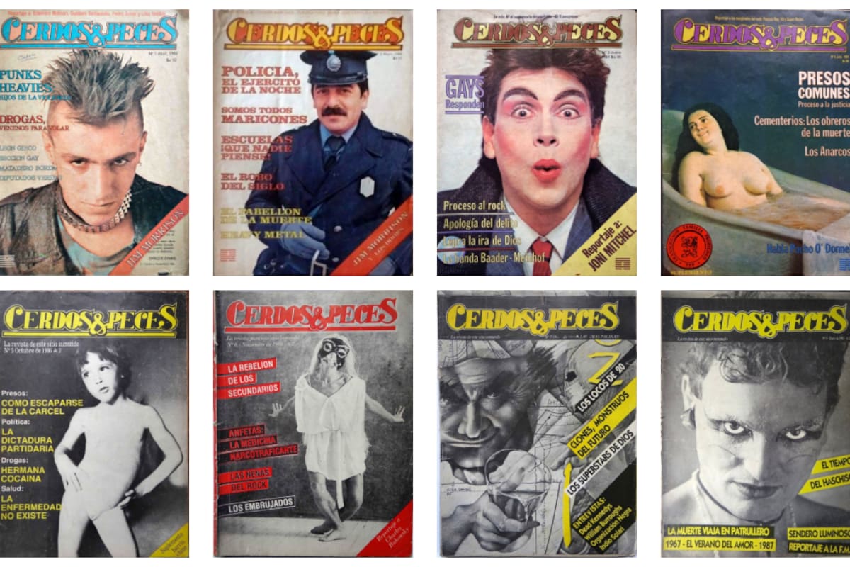 Portadas de distintas ediciones de la revista 'Cerdos & Peces'