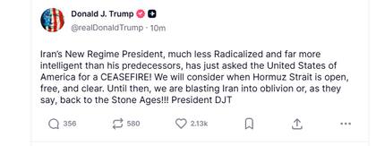 Posteo de Trump