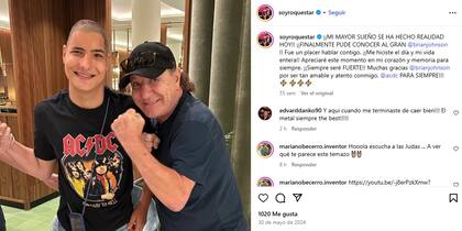 Posteo de Roque Iglesias con Brian Johnson