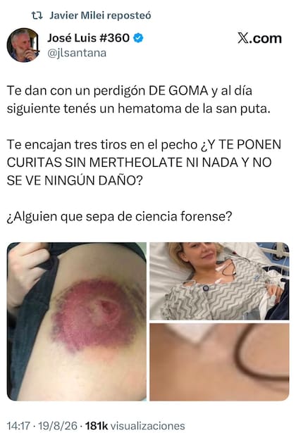 Posteo retuiteado por Milei sobre el caso Cerimedo