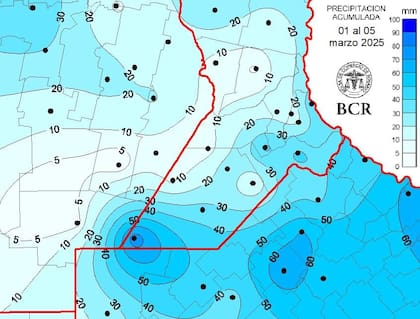 Precipitación acumulada del 1 al 5 de marzo