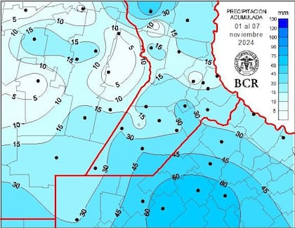 Precipitación acumuladas al 7 de noviembre