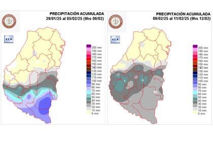 Precipitaciones acumuladas antes de las lluvias, lo que muestra cómo el norte provincial estaba en una situación crítica
