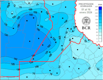 Precipitaciones acumuladas en enero