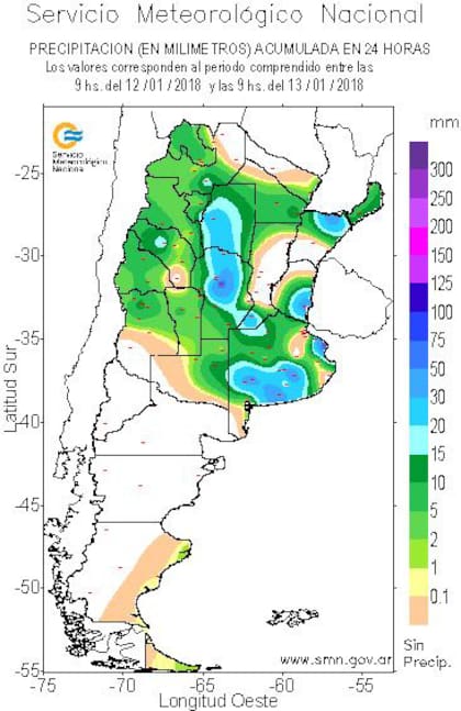 Precipitaciones acumuladas entre las 9 del viernes y las 9 del sábado