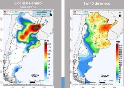 Precipitaciones del 3 al 10 de enero y lluvias acumuladas en el mes