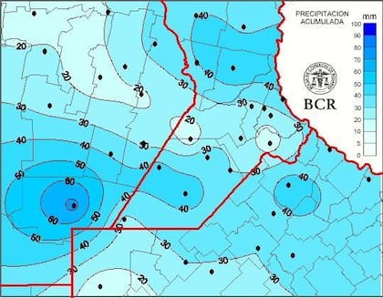 Precipitaciones en la región núcleo