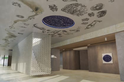 "Mundo Imaginal", el mural en el cielo raso