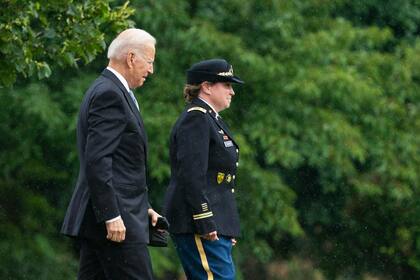 President Joe Biden walks to board Marine One as he leaves Fort Lesley J. McNair in Washington, Monday, Aug. 16, 2021, en route to Camp David after addressing the nation from the White House about Afghanistan. (AP Photo/Manuel Balce Ceneta)