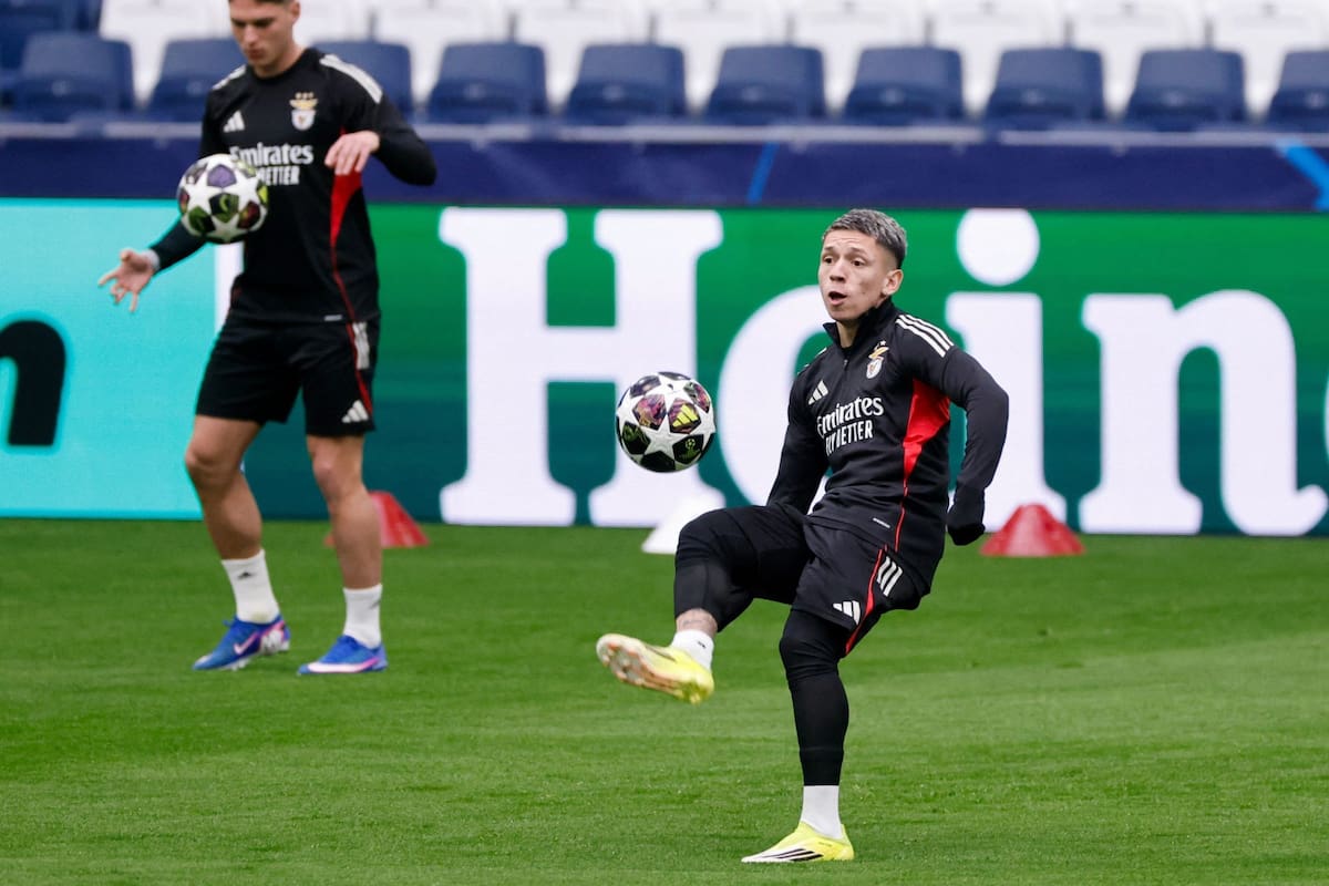 Prestianni participó del entrenamiento en el Santiago Bernabéu, pese a que no podrá jugar por una fecha de suspensión