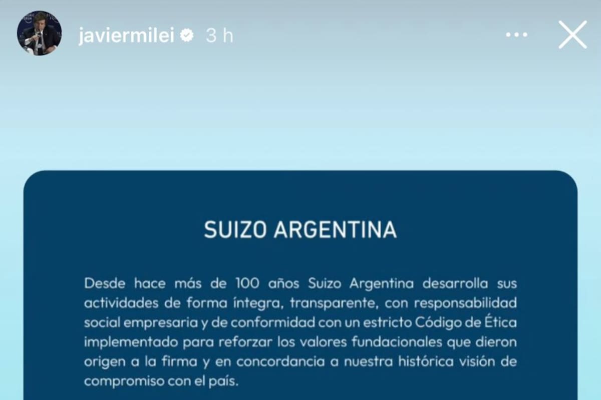 Presuntas coimas. Milei compartió un comunicado de la droguería Suizo Argentina en medio del escándalo por los audios