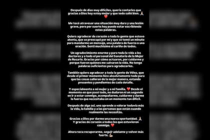 Previo al comunicado de Vélez, el mismo Mammana había subido una historia a Instagram, en la que habló sobre su situación actual