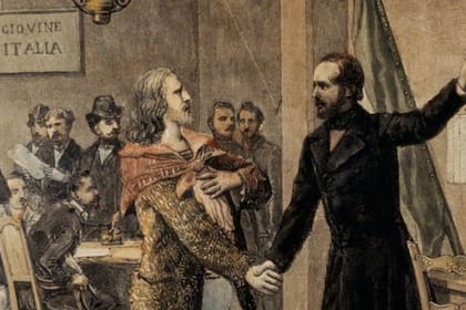 Primer encuentro entre un joven Garibaldi y el político republicano italiano Giuseppe Mazzini, en la ciudad francesa de Marsella, en 1833