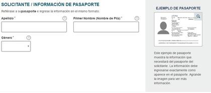 Primer paso para solicitar la ESTA