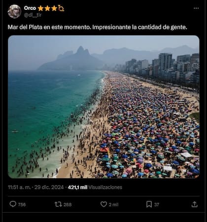 Primer post en X con contenido falso