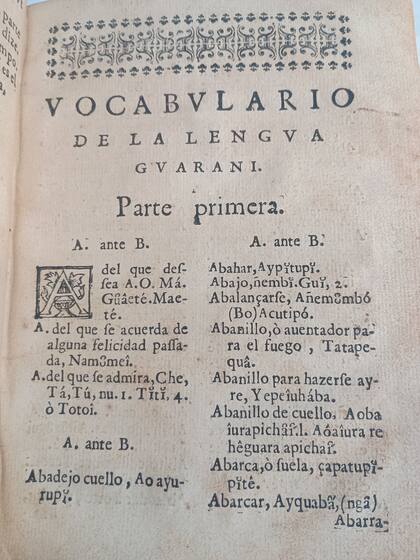 Primera edición del "Arte y Bocabulario de la Lengua Guaraní", del jesuita Antonio Ruiz de Montoya, impresa en Madrid en 1640