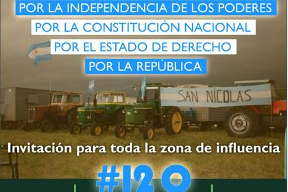 Productores de San Nicolás convocaron a la marcha de esta tarde con este flyer