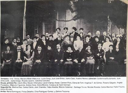 Profesores fundadores 1908 -Herrera en el centro- con algunos nombres que perduran y una curiosa Condesa de Saint Germain.