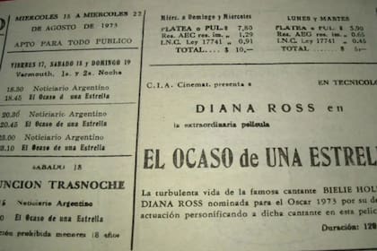 Programa del autocine "Todo", agosto de 1973