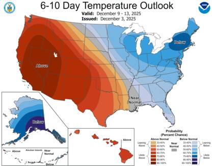 Promedio de temperaturas esperadas para los próximos 10 días: Texas por sobre la media