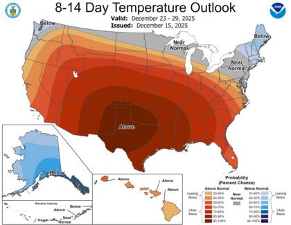 Pronóstico de temperaturas para el 23 al 29 de diciembre: Chicago por sobre la media