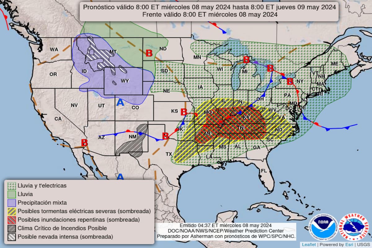 Pronóstico del clima para este 8 de mayo en Estados Unidos