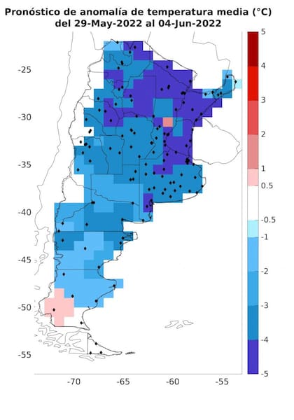 Pronóstico del Servicio Meteorológico Nacional en la Argentina