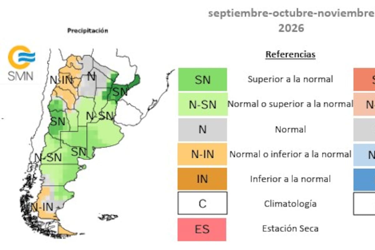 Pronóstico trimestral para la Argentina, de acuerdo al Servicio Meteorológico Nacional