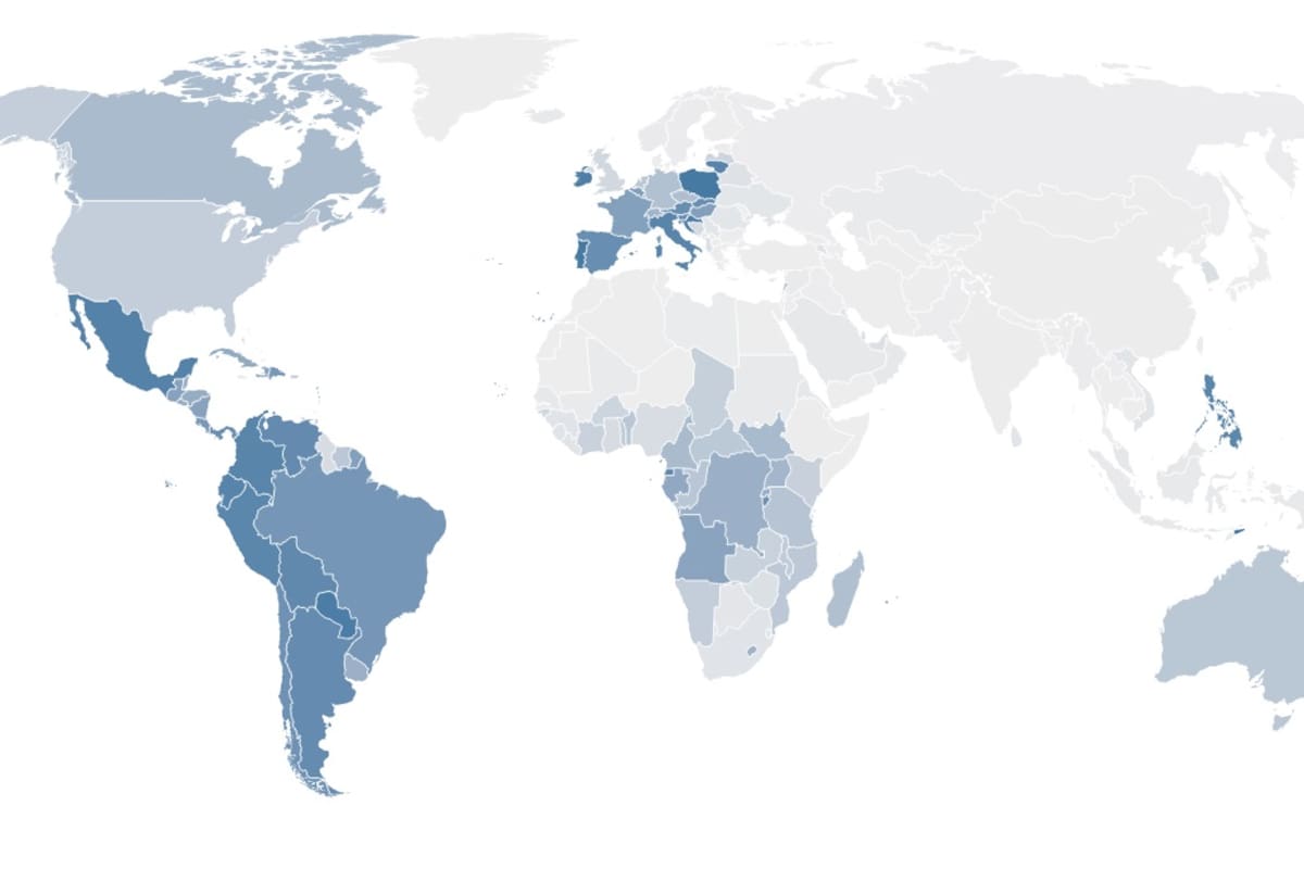 Proporción de católicos en el mundo