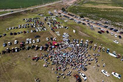 Vista de los productores durante la protesta
