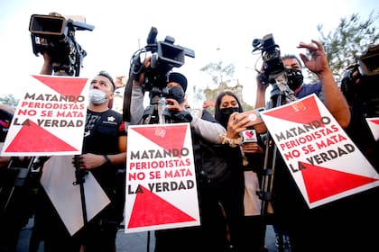 Protesta en Guadalajara, México, tras el asesinato de dos periodistas