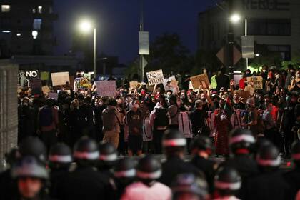Protesta pacífica en el distrito de Manhattan de la ciudad de Nueva York