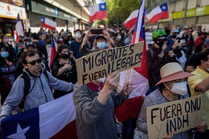 Protestas de este sábado contra los migrantes en Santiago, Chile