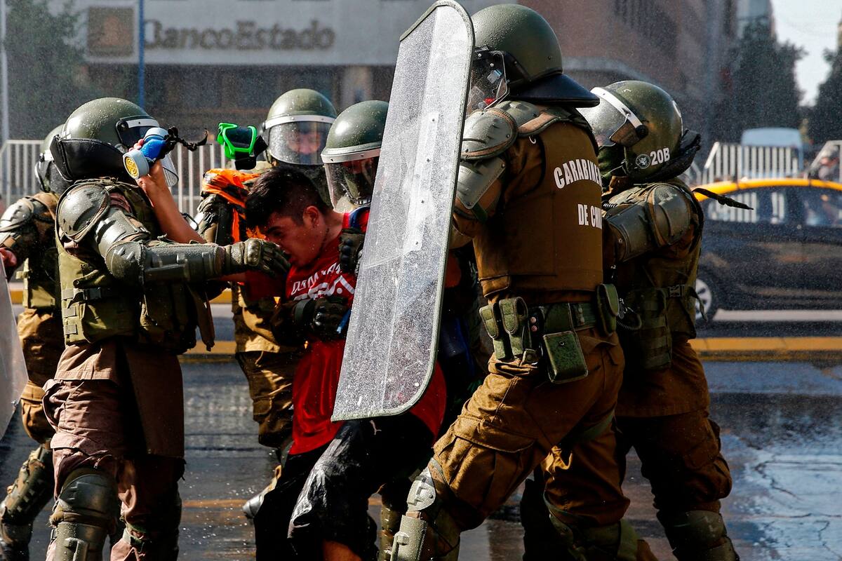 Protestas en contra de Sebastián Piñera en Santiago de Chile, el 18 de noviembre