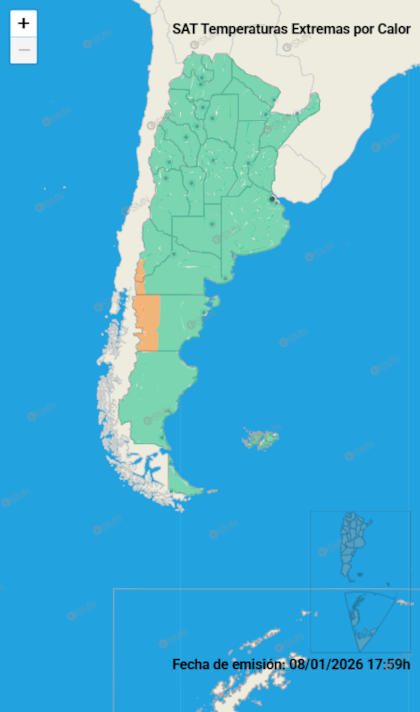 Provincias que estarán bajo alerta naranja por calor extremo.