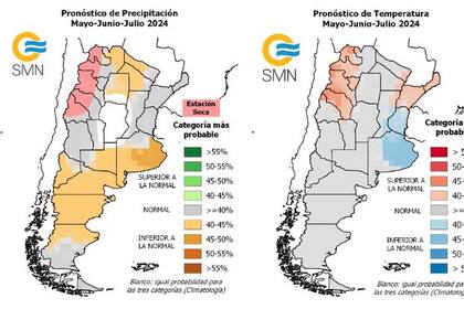 Proyección trimestral de precipitaciones y temperaturas, según el SMN