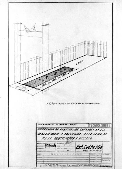 Proyecto del año 1952 para cerrar definitivamente las bocas de subte de Pasco Sur y Alberti Norte